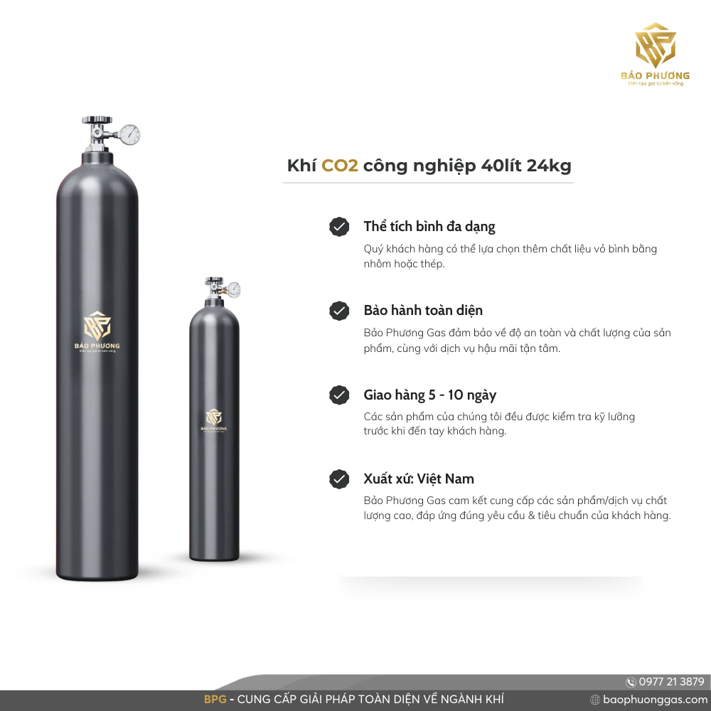 Khí CO2 công nghiệp 40lít 24kg