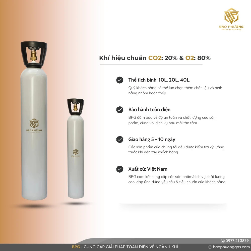 Khí hiệu chuẩn CO2: 20% & O2: 80% - CÔNG TY TNHH SX TM DV BẢO PHƯƠNG