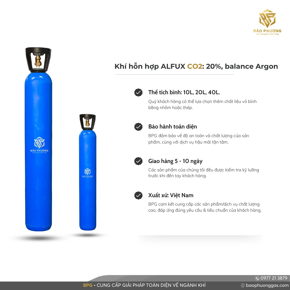 Khí hỗn hợp ALFUX CO2 20%, balance Argon