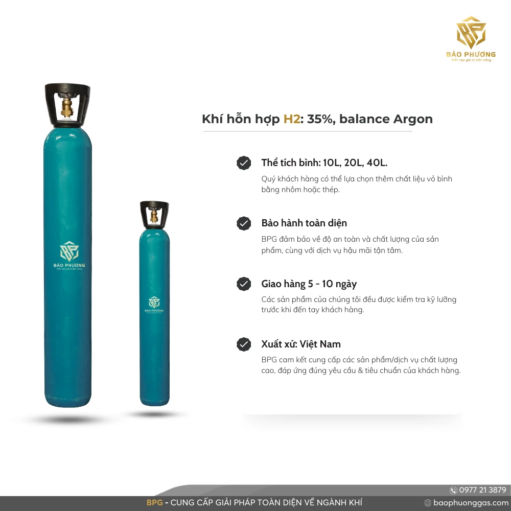 Khí hỗn hợp H2 35%, balance Argon