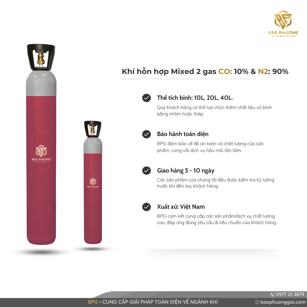 Khí hỗn hợp Mixed 2 gas CO 10% & N2 90% (1)