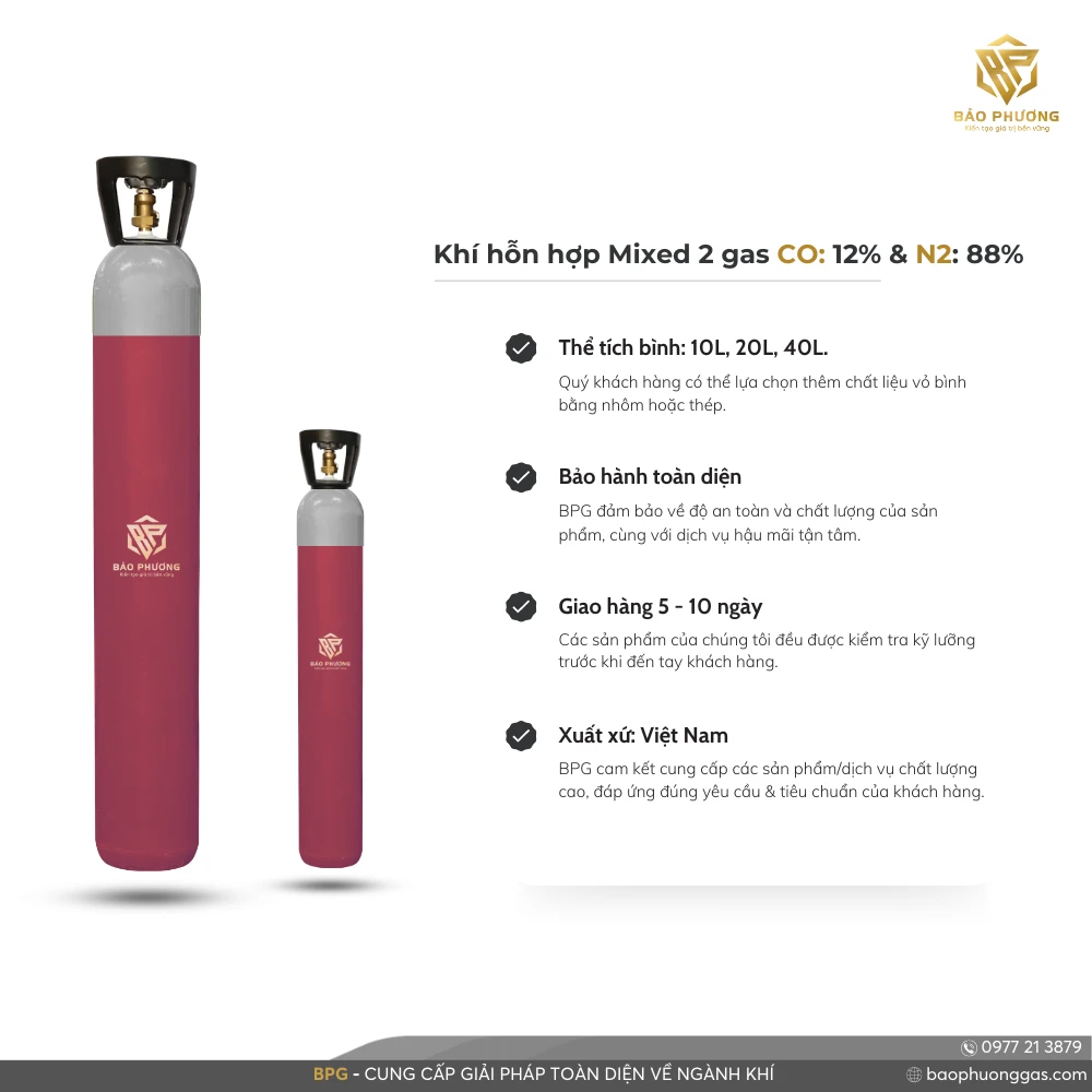 Khí hỗn hợp Mixed 2 gas CO 12% & N2 88%