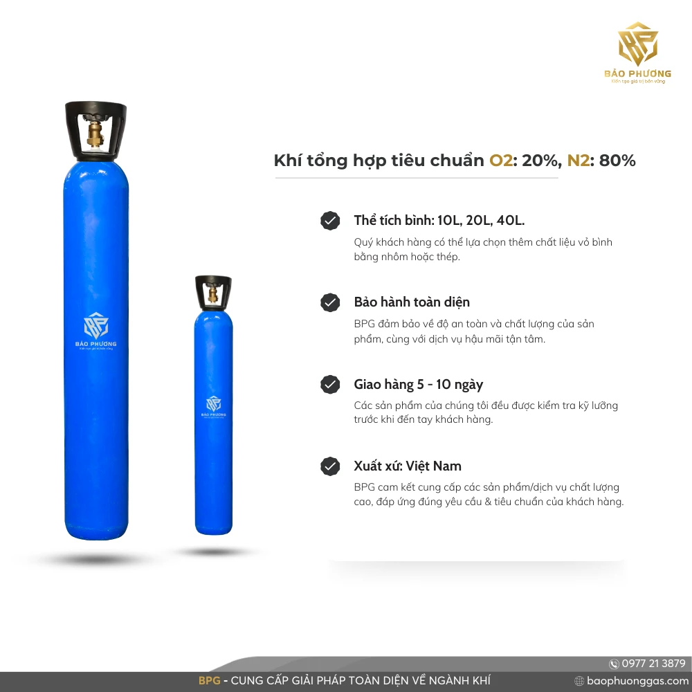 _Khí tổng hợp tiêu chuẩn O2 20%, N2 80%